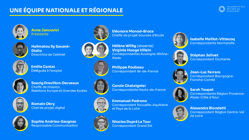 L'équipe de l'Université des Métiers du Nucléaire